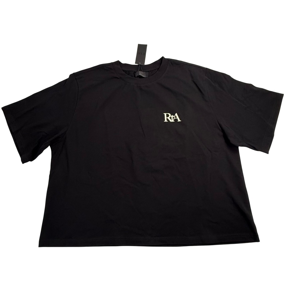 RtA Black Logo Graphic Short Sleeve Relaxed Cropped T-Shirt XXL NWT